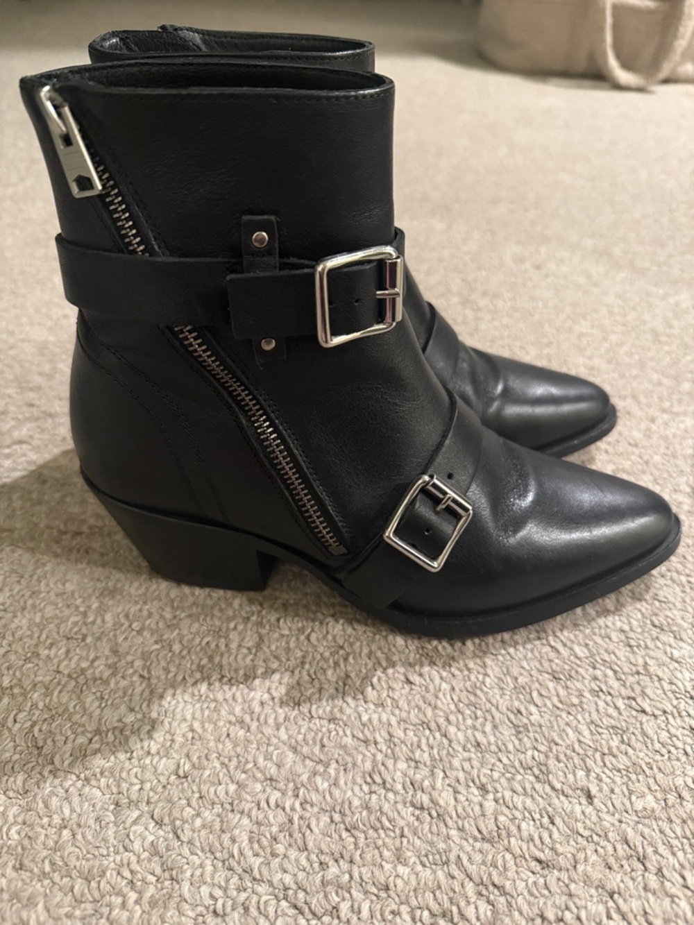 AllSaints Black Leather Ankle Boots